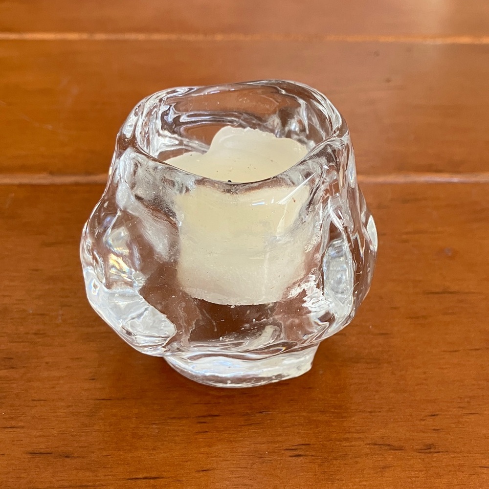 Kosta Boda Clear Glass Snowball Votive Candle Holder